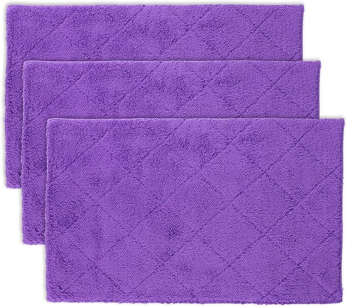 ITTAHO 3-Pack Microfiber Mops Refill Pads for 14 Inch Mop, Hardwood & Hard Floors Microfiber Cleaning Mop Pads, Machine Washes, Size:14.8in X 9in (Purple- Mop Pad Refills)