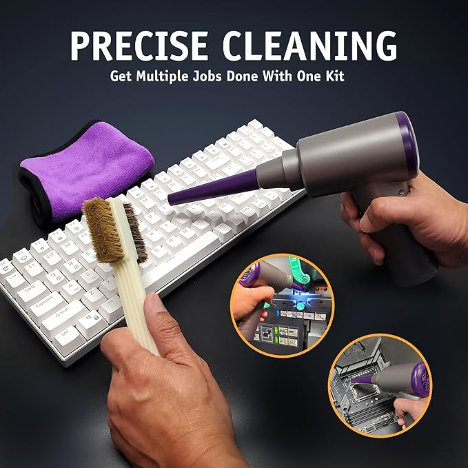 Compressed Air Duster Electric Alternative - Cordless Air Blower Complete Kit - Electric Compressed Air Duster - Reusable Canned Air Replacement - Rechargeable Computer Air Duster Compressed Air