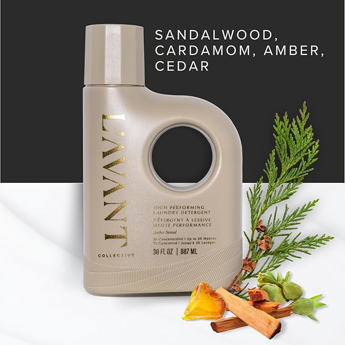 L'avant Collective High Performing Laundry Detergent Soap - Luxury Deep Cleaning & Powerful Odor Defense Ultra Concentrated Professional Wash 32 Oz (Ambre Santal)