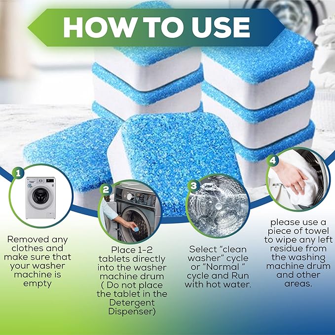 True Fresh 15 Washing Machine Cleaner Tablets & 24 Garbage Disposal Cleaner Tablets, Perfect Combo for sink and washers, Compatible with all washing machines and disposal brands - 12 Month Supply