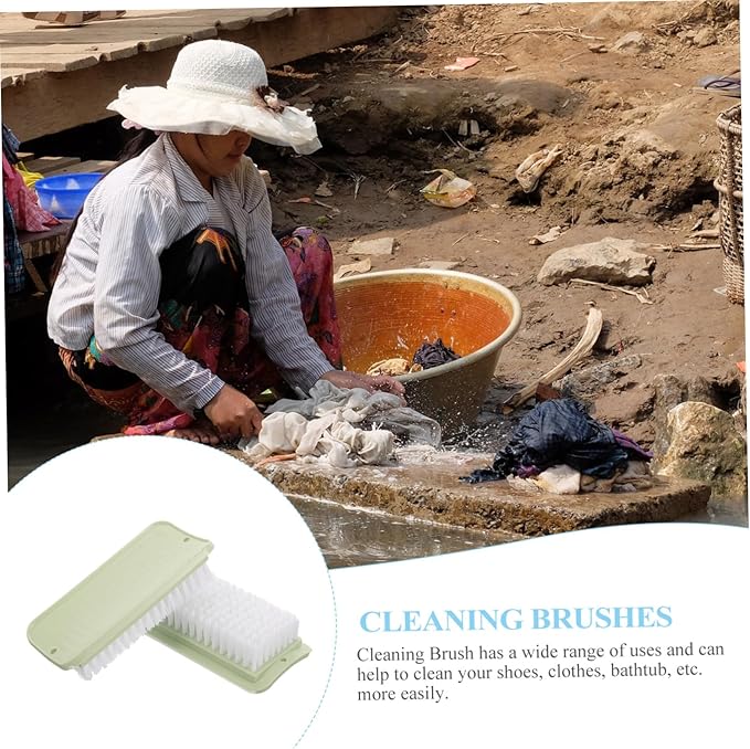 2sets Portable Laundry Scrubbing Brush Light Green for Shoes Clothes and Household Cleaning Durable Convenient Storage with Hanging 2pcs*2