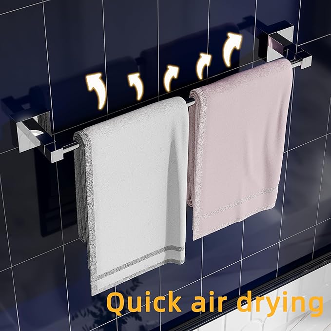 RUACQ 3 Pieces Bathroom Hardware Set, SUS 304 Stainless Steel Toilet Paper Holder, Towel Ring, 18-inch Towel Bar Set, Wall Mounted, Heavy Duty(Chrome)