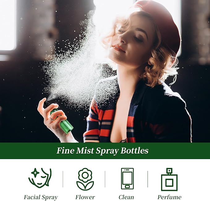 36 Pack Fine Mist Small Spray Bottles 4 oz/120 ml Plastic Spray Bottles, Empty Small Travel Spray Bottle, Refillable Mini Sprayer Bottle Bulk with Funnels and Labels, Green
