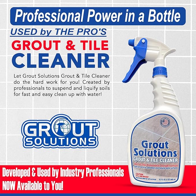 Grout Solutions Professional-Grade Grout Cleaner for Tile, Ceramic, Porcelain & Marble – Acid-Free Formula for Safe, Deep Cleaning and Stain Removal