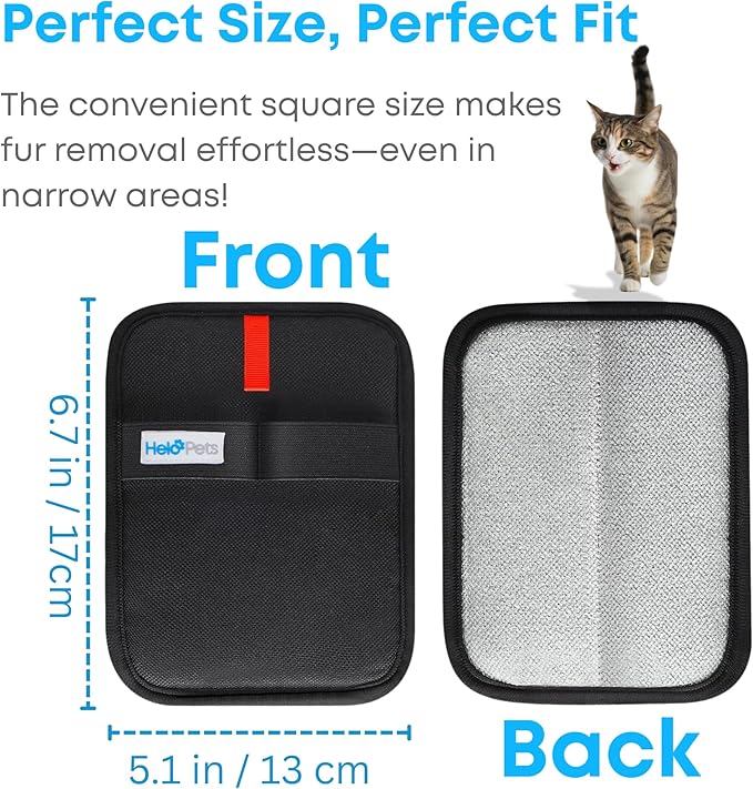 HELO PETS Reusable Pet Hair Remover Glove – Electrostatic Fur Removal for Cats & Dogs, Cleans Couch, Furniture & Clothing Fast – Wash, Dry & Use Again - Gentle with Soft Fabrics.