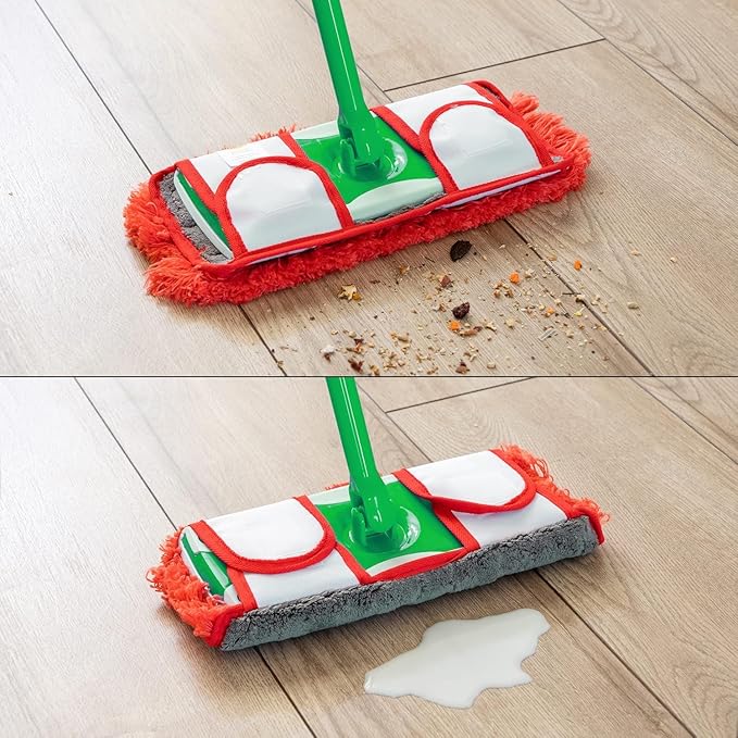 Reversible Double Sided Swiffer Compatible Mop Head | Microfiber Replacement Pads | Dust and Floor Mop for Wet and Dry Cleaning | Set of 2