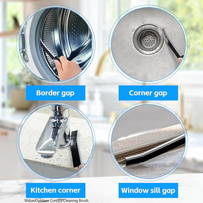 3Pcs Hard Bristle Crevice Cleaning Brush, Small Cleaning Brush, Grout Cleaner Brush, Toilet Brush, Scrub Brush for Shower Tile, Skinny Gap Cleaning Tools for Kitchen, Home, Household, Window