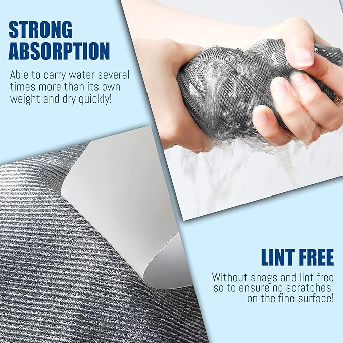 Streak Free Miracle Cleaning Cloth Easy Clean Pack of 8-12" x 16" Microfiber Dish Cloths Glass Polishing Lint Free for Kitchen Mirrors Wine Car