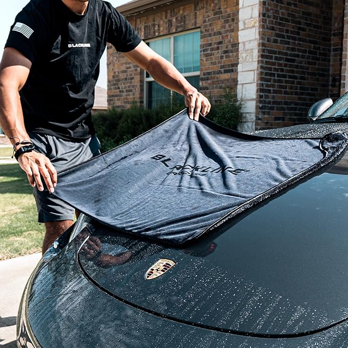 Blackline 24"x36" Slim Twisted-Loop Drying Towel, 800GSM, Streak Free, Lint Free, Reusable - Car Accessories, Bath Towels, Microfiber Cleaning Cloth - One Pass is All You Need