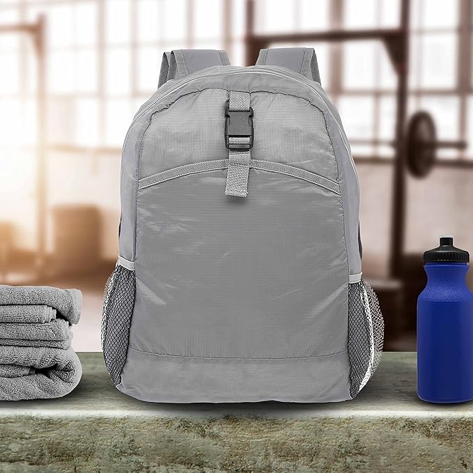 DISCOUNT PROMOS Lightweight Travel Packable Backpacks Set of 6, Bulk Pack - Perfect for Camping, Outdoor Sports - Grey