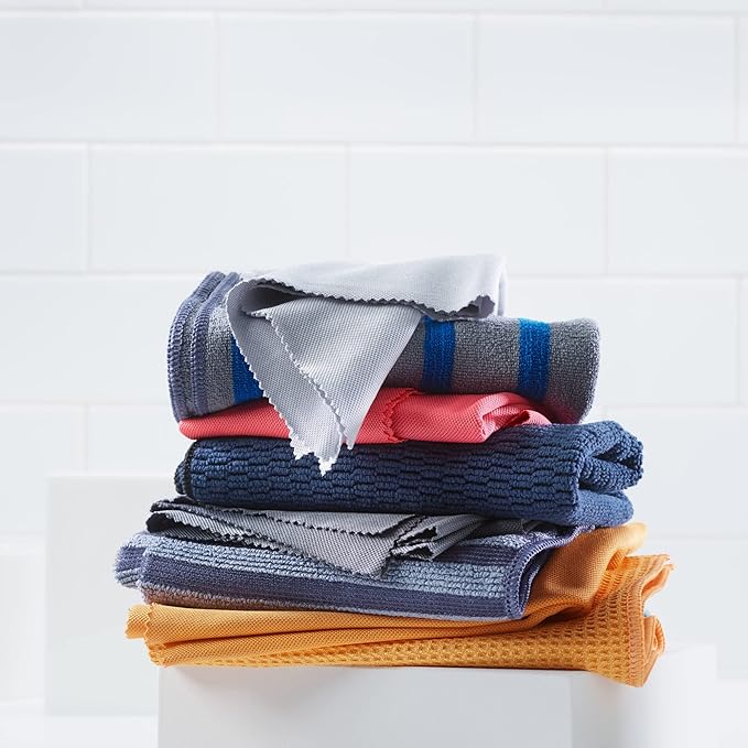 E-Cloth Microfiber Cleaning Cloth Glass Kit - Streak-Free Window & Glass Cleaning - Reusable Microfiber Towels for Cars, Windows, Mirrors & More - Tangerine Orange
