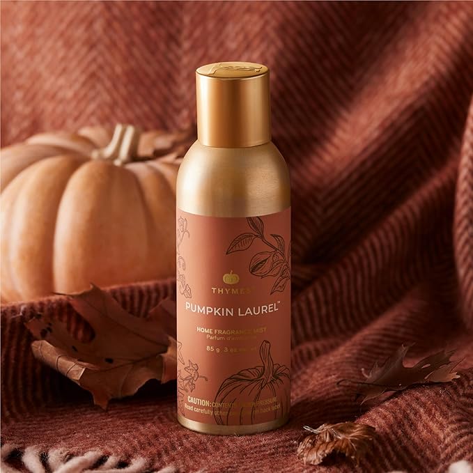Thymes Home Fragrance Mist – Room Air Fresheners for Home Long Lasting – Air Freshener Spray – Fall Room Spray with Notes of Nutmeg, Cinnamon, Clove, Pumpkin & Orange Peel (Pumpkin Laurel, 3 oz)