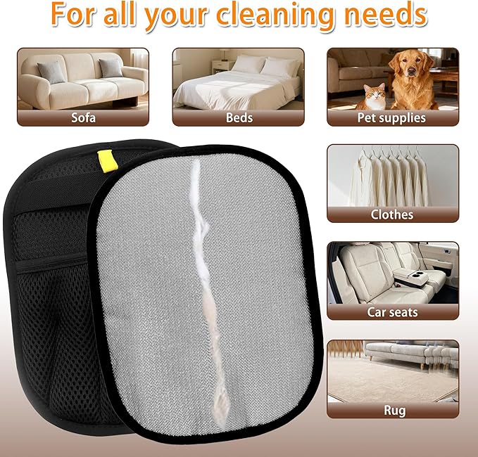Woleigiao 2 PCS Pet Hair Remover Glove Reusable cat and Dog Hair Remover Static dehairing Gloves for Sofas, Furniture, Carpets, car Seats, pet Grooming cat and Dog dehairing Tools
