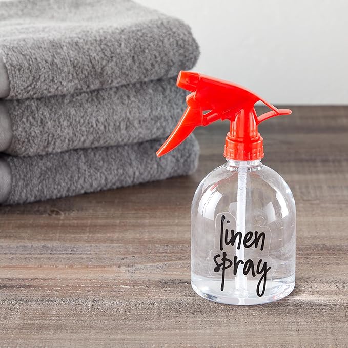 Juvale Spray Bottles for Cleaning & Hair Care - 16 oz, Clear & Red, 6-Pack - Plastic Spray Bottles Adjustable Nozzle Mist & Stream - Refillable Plant Sprayer