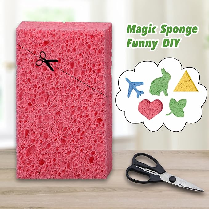 Temede 12-Count Cellulose Sponges, Non-Scratch Kitchen Sponges for Dish,Colorful Compressed Dish Scrubber Sponge for Household,Cookware,Bathroom
