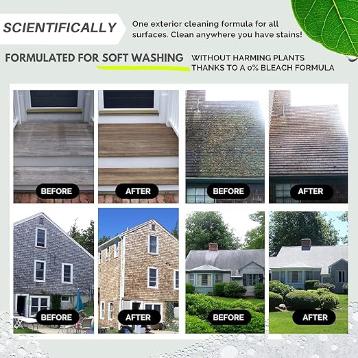 Wash Safe™ SUPREME Eco-Safe and Organic All-Purpose Exterior Cleaner, 10 lb | | Clear, Bleach-Free Powder Solution | Clean Up to 10,000 sq. ft. of Roof, Vinyl Siding, Wood, Decks, Concrete and More