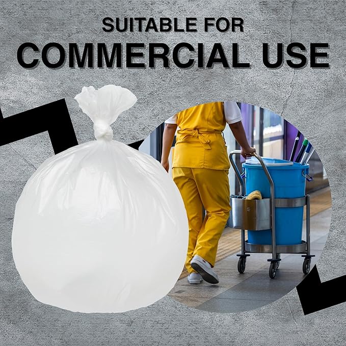Top Knot Bags 33 Gallon Garbage Trash Bag 33X40" Clear 150 Count Can Liner Bulk 30 Gallon 31 Gallon 32 Gallon 34 Gallon 35 Gallon Made in USA