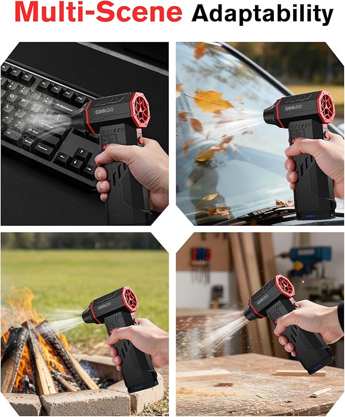 GOOLOO F5 Compressed Air Duster, Dual Removable Batteries, 180,000RPM Electric Air Duster, 3-Gear Adjustable Mini Handheld Leaf Air Blower Cordless for Car Detailing, PC, Keyboard, Snow Cleaning