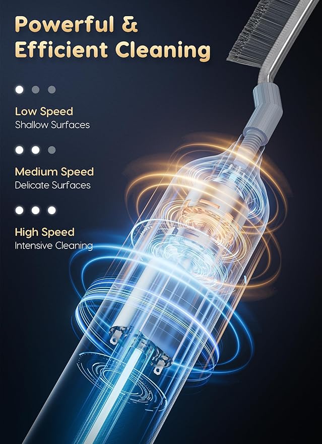 PalNests Reciprocating Deep-Clean Brush - Powered by Back-and-Forth Scrubbing Action & LED Light, 3-Speed 2-in-1 Hard and V-Shaped Bristles for Grout, Kitchen, Bathroom, Car, Pet Areas