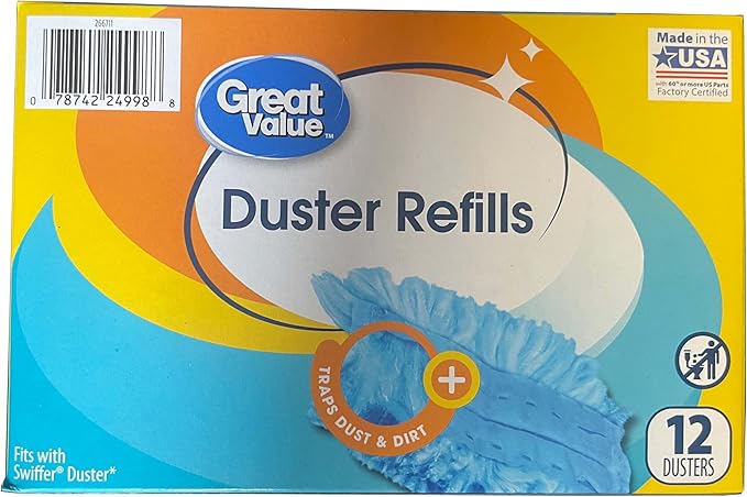 Great Value Duster Refills - 12 Count, 2 Pack, 24 Count Total - Dirt, Dust & Hair Trapping Fibers