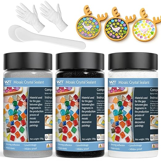 WAN2TLK Mosaic Crystal Grout Kit, Mosaic Tile Accessories, No Water Needed, Fast-Drying, Essential for Handmade Grouting, Mosaic Crystal Sealant for All Tiles & Surfaces