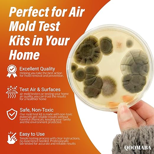 Mold Test Kit for Home Air Quality 10PCS - Mold Toxicity Test for HVAC, at Home Mold Test Kit, Mold Detector for Home Air Quality - Black Mold Testing Kit Air with Guide and Lab Support