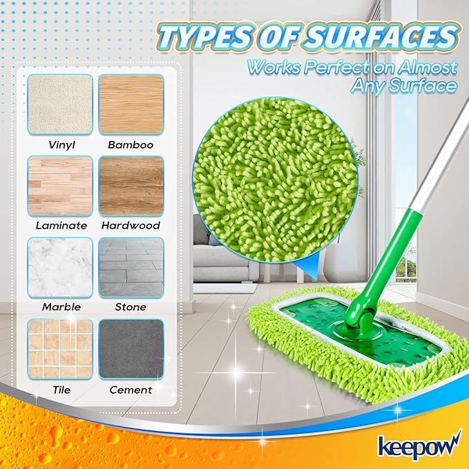 Reusable Microfiber Mop Pads Compatible with Swiffer Sweeper, Dry Sweeping Cloths, Wet Pads Refill for Swiffer Mop Pads Replacement Sweeping Mopping Pad Refills for Hardwood Surface Floor Cleaning