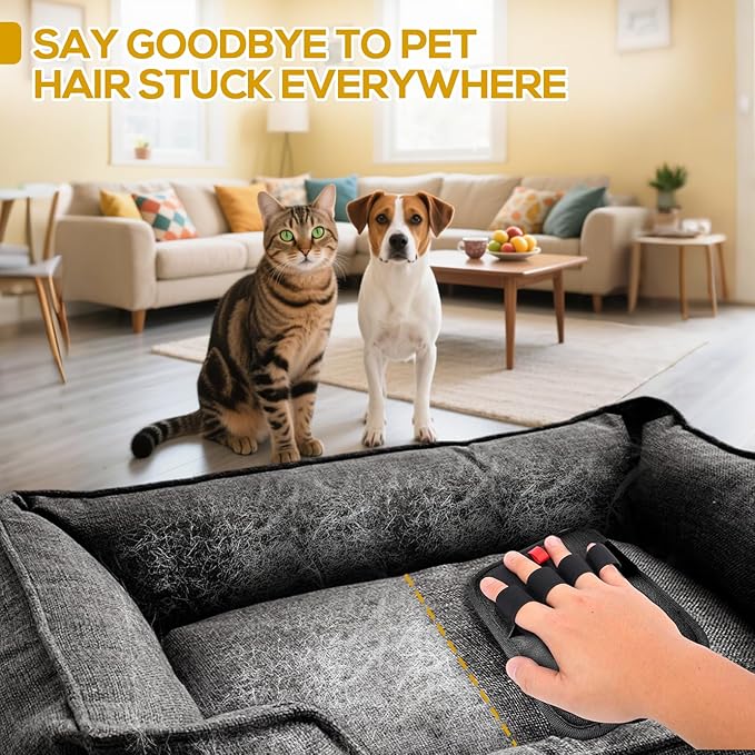BABORUI Pet Hair Removal Glove - 2 Pack Electrostatic Gloves Pet Hair, Remover Glove Lint Rolls into Strips, Cat and Dog Hair Remover Tool for Furniture, Car, Couch, Carpet, Clothes