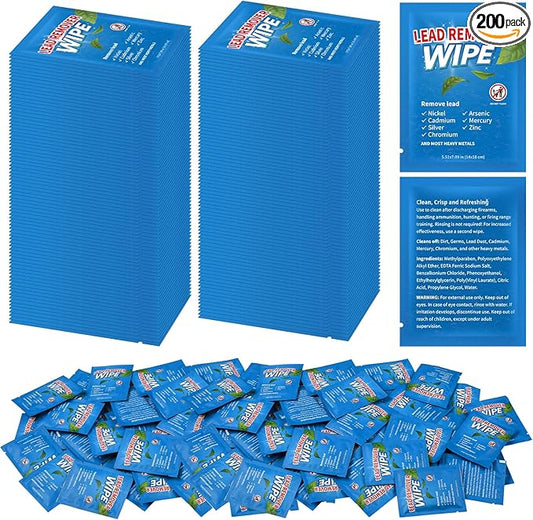 200 Pack Lead Remover Wipes for Shooting Hand & Surface Cleaning Wipes Effectively Removes Lead, Dust, Oil & Grime Individually Wrapped Wipe for Shooting Ranges, Hunting, Industrial Use
