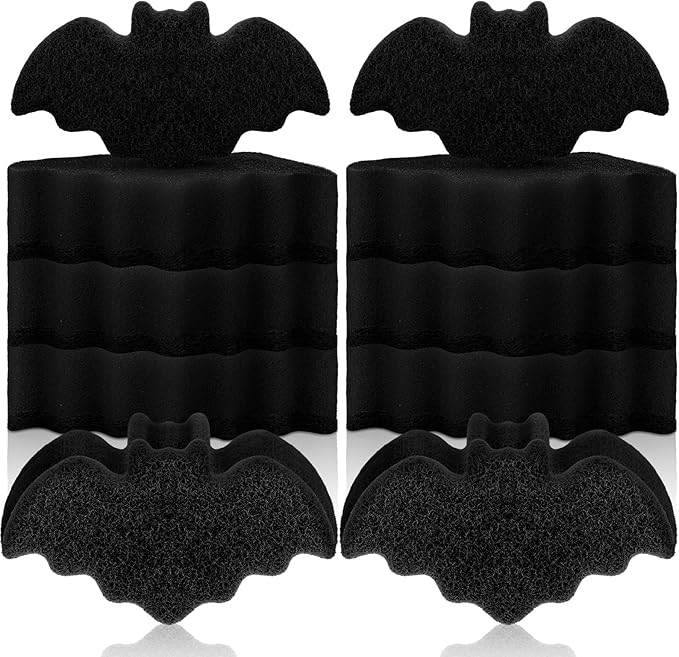 Tioncy 12 Pack Bat Sponges Kitchen Bulk Dual Sided Scrubber Halloween Sponges Dishwashing Non Scratch Bat Kitchen Accessories Dish Scouring, Black