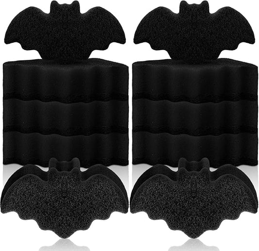 Tioncy 12 Pack Bat Sponges Kitchen Bulk Dual Sided Scrubber Halloween Sponges Dishwashing Non Scratch Bat Kitchen Accessories Dish Scouring, Black