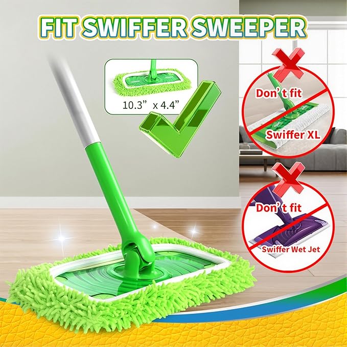 Sakerplus Chenille Mop Refill Pads for Home Use– Replacement Mop Heads for Floor Cleaning,Fits Most Standard Mops, for Hardwood Tile Laminate Floors (Gray 6PCS)