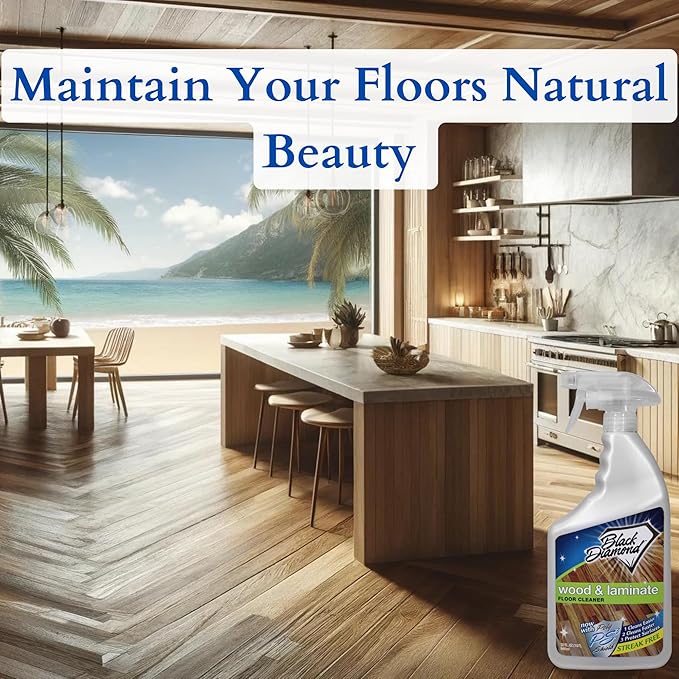 Black Diamond Stoneworks Wood & Laminate Floor Cleaner: For Hardwood, Real, Natural & Engineered Flooring –Biodegradable Safe for Cleaning All Floors (1 quart/1 gallon)