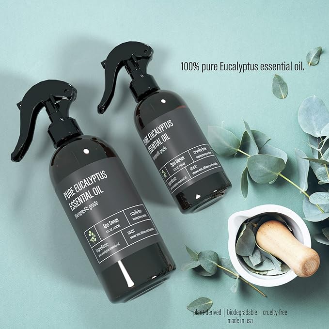 Pure Eucalyptus Oil Shower Mist and Steam Room Spray - 8 Ounce Premium Aromatherapy Eucalyptus Essential Oil Spray