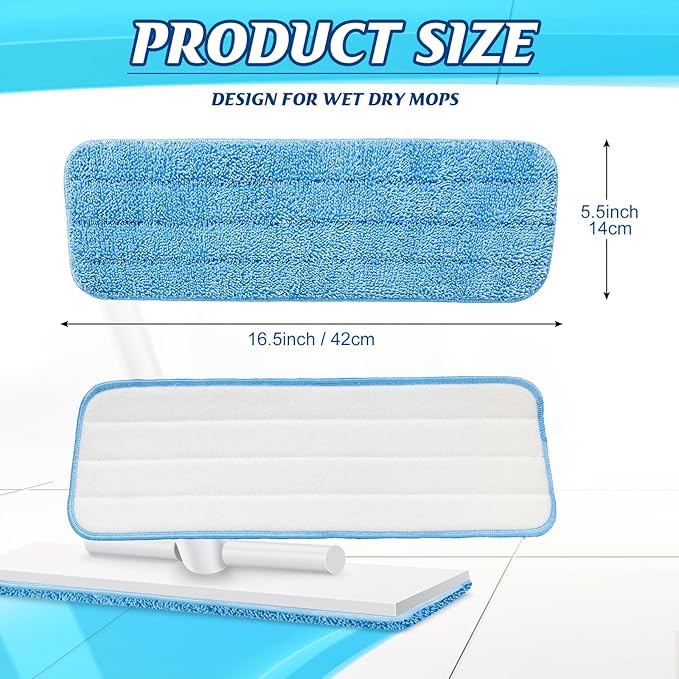 40 Pack Microfiber Mop Pads Machine Washable Cleaning Flat Mop Head Replacement Reusable Household Pads for Hardwood and Hard Surface Floor Cleaning and Scrubbing