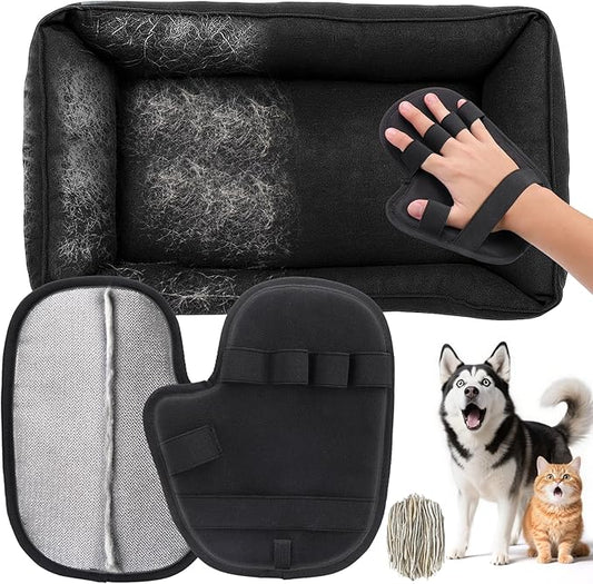 BABORUI Pet Hair Removal Glove - 2 Packs Newly Upgraded Five Finger Magic Brush Pet Hair for Cats & Dogs, Pet Hair Remover Tool for Furniture, Car, Couch, Carpet, Clothes