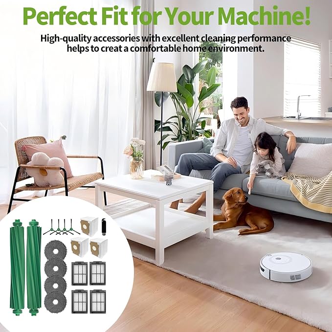 YHYXMMKK 18 Pcs Roomba Plus 405/505 Combo Replacement Parts Kit,Include 2 Main Brushes, 4 Mop Pads, 4 HEPA Filters,3 Dust Bags,4 Side Brushes,1 Cleaning Tool, for Home Vacuum