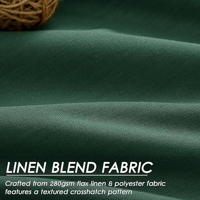 Nanspring Green Linen Blackout Curtains 72 inch Length for Living Room Boho Farmhouse Back Tab Rod Pocket Thermal Insulated Textured Living Room Blackout Curtains 2 Panels Set 52x72 Inch