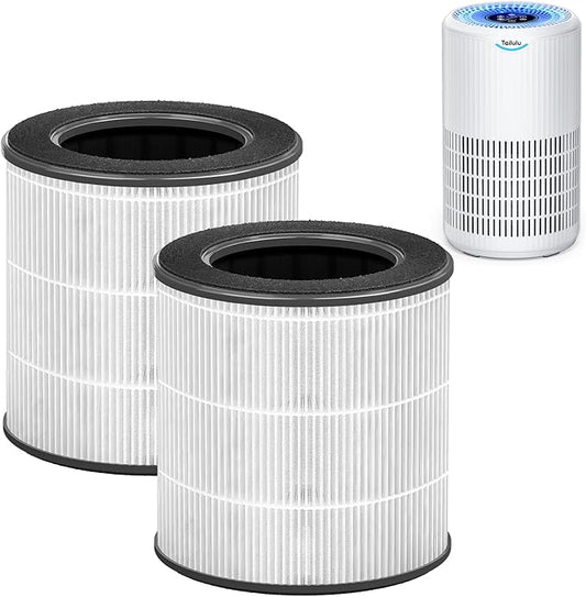 Tailulu 2 Packs D09 Air Purifier Replacement Filter, 3-in-1 True H13 True HEPA Air Cleaner Purifier for Home Large Room Up to 1500 Sq Ft