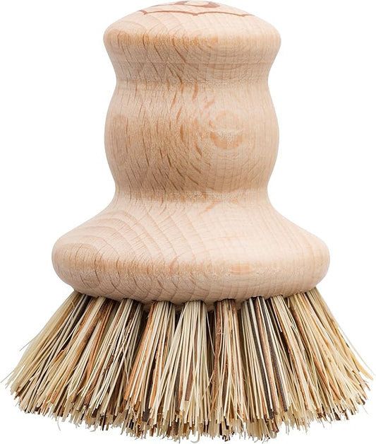 Redecker Pot Brush with Union Fiber Bristles, 2-1/2-inch Diameter, Brown Beechwood Handle, Made in Germany