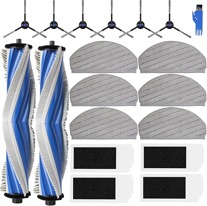 Replacement for ECOVACS DEEBOT N20 Pro Plus, N20 Plus, for Yeedi C12 Pro Plus, C12 Vacuum Cleaner, 2 Main Brush, 4 Filters, 6 Mop Pads, 6 Side Brushes, N20 Plus Accessories Kit