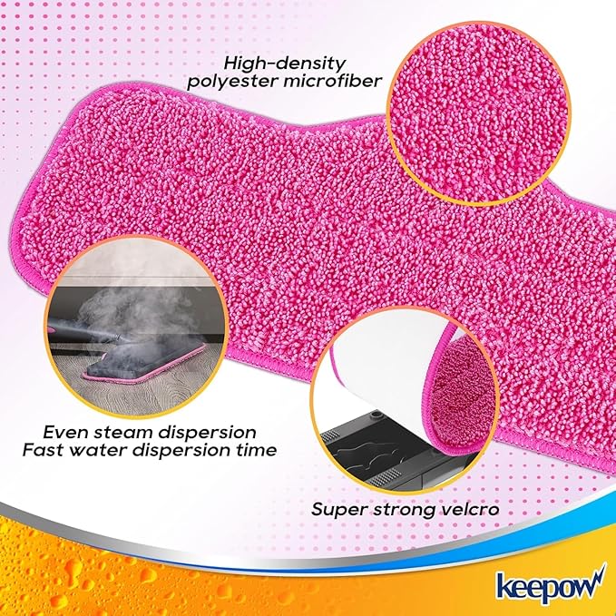 KEEPOW 8 Pack Reusable Microfiber Mop Pads Compatible with Schenley Steam Mop 7 in 1 Cleaner, Washable Replacement Mop Pads Accessories Steam Mops SLFCSM064 & SLFCSM063 for Multi Floor Cleaning