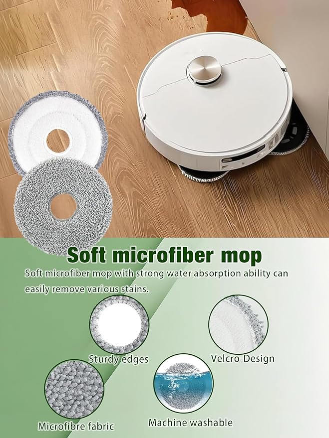 E-HAO 405 & 505 Mop Pads Replacement Parts for iRobot Roomba Plus 405 (G181 & G185) Vac, Roomba Plus 505 Combo Robot Vacuum. Washable & Reusable Microfiber Mop Pads Accessories, 8-Pack