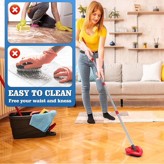 6 Pack Spin Mop Replacements Head Compatible for Oceda RinseClean 2-Tank System,Microfiber Spin Mop Refills Head,2 Mop Scrub Brush + 1 Mop Base + 6 Pack Cleaning Floor Mop Head