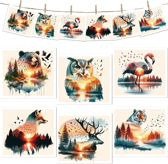 Animal Forest Swedish Dishcloths for Kitchen, 6 Pcs Animal Bear Tiger Fox Pattern Swedish Dish Cloths, Reusable Absorbent Dish Towels for Kitchen Cooking Farmhouse Home Decoration Housewarming Gifts