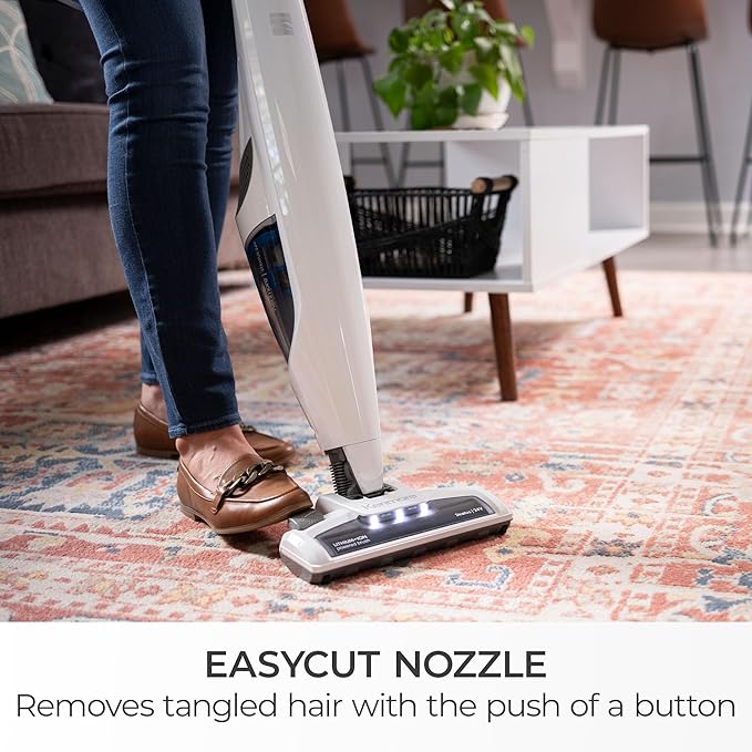 Kenmore DS1030 Cordless Stick Vacuum Lightweight Cleaner 2-Speed Power Suction LED Headlight 2-in-1 Handheld for Hardwood Floor, Carpet & Pet Hair, White