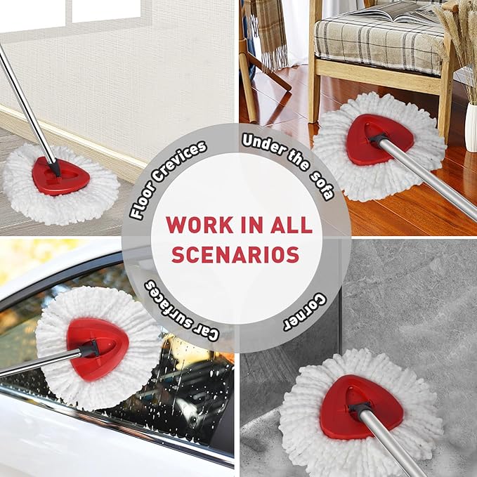 GRAREND 12-Pack Spin Mop Replacement Heads Compatible with Ocedar Mop Heads Replacements, Microfiber Spin Mop Refills Heads for Easy Wring, Mop Head Replacement for Easy House Cleaning Floor Mopping