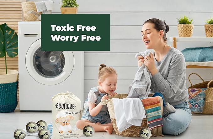 Wool Dryer Balls 6-Pack XL 100% New Zealand Wool Reusable for 1000+ Loads Baby-Safe Chemical-Free Natural Fabric Softener Reduces Drying Time Wrinkles Static Dryer Sheet Alternative