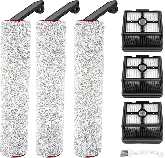 (7pcs) HEPA Filters & Replacement Brush Rollers Compatible For Dreame H12 Pro/ H12 Dual Wet Dry Vacuum Cleaner, Replacement Parts Accessories Kit Inclue 3 Vacuum Filter, 3 Roller Brush