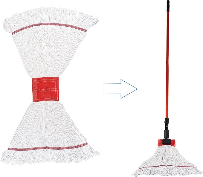 Matthew Cleaning Microfiber String Mop Heavy Duty Commercial Wet Mop Head Replacement,Excellent Absorbency,Premium Launderability,Reusable for Home,Commercial and Industrial Use(White,3Pack)